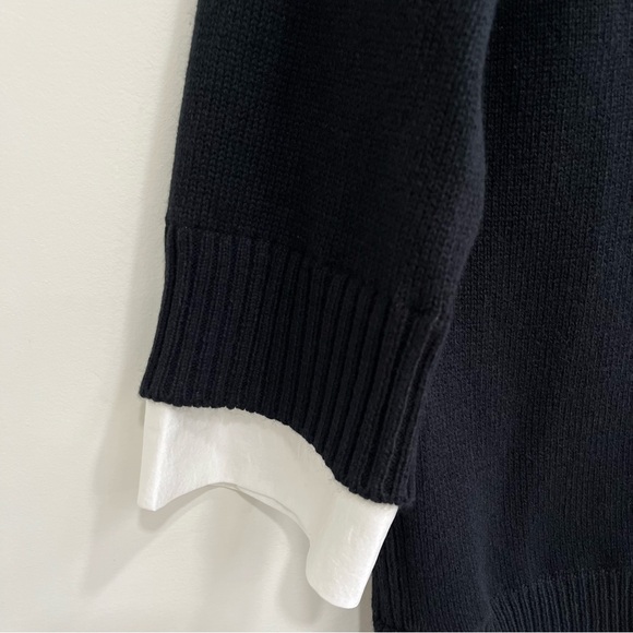 Brochu Walker Lucie layered v-neck looker knit sweater cotton cashmere black L - Picture 10 of 14